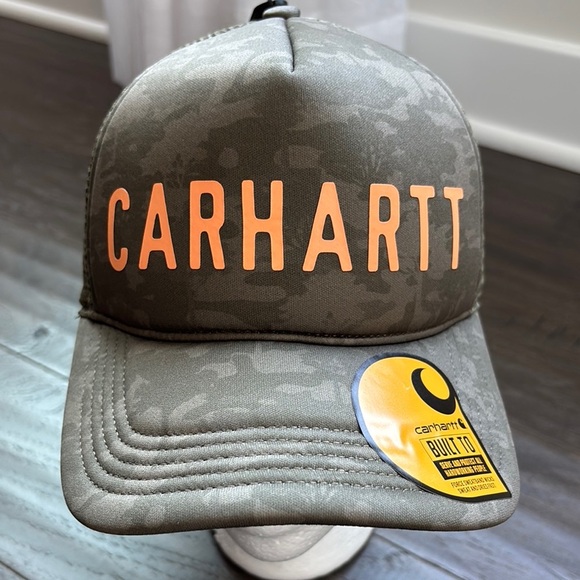 Carhartt Trucker Force Sweatband,Camo,logo graphic snapback cap,mesh panel,tree - Picture 1 of 10
